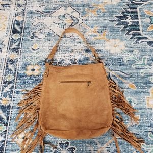 Suede fringe hobo bag - made in Italy